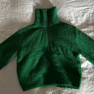 Aritzia Wilfred Free Quarter Zip Green Wool Sweater XS
